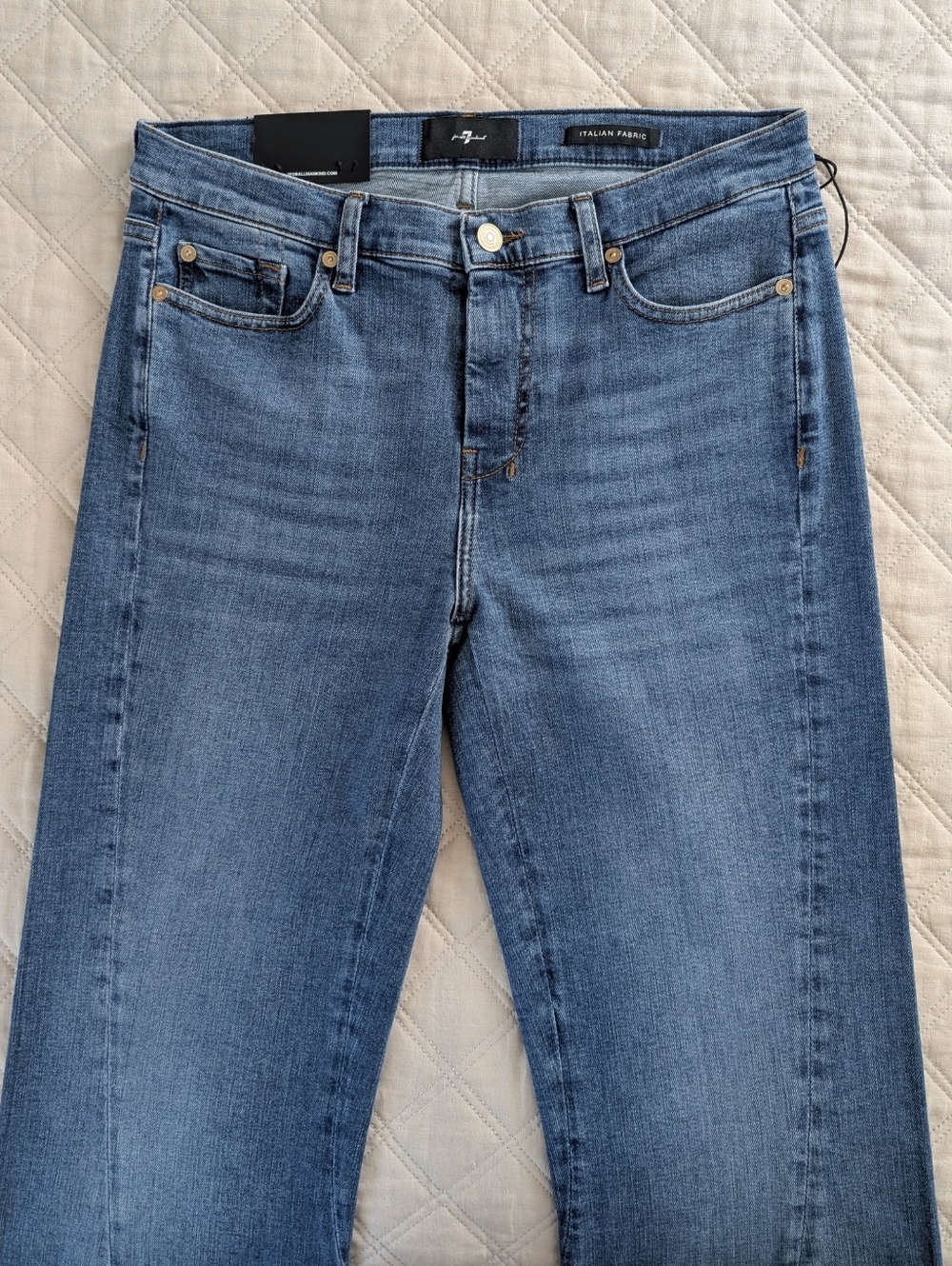 7 For All Mankind Twisted Seam Dojo Jeans Italian Fabric Yuma Blue 10/30 NWT - Picture 10 of 15
